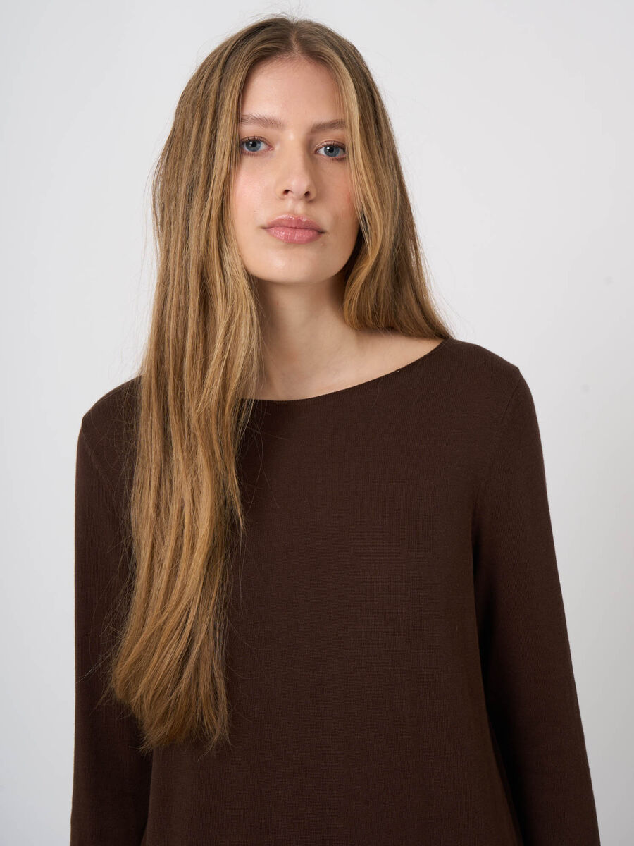 Fine-knit cotton-blend boat-neck sweater