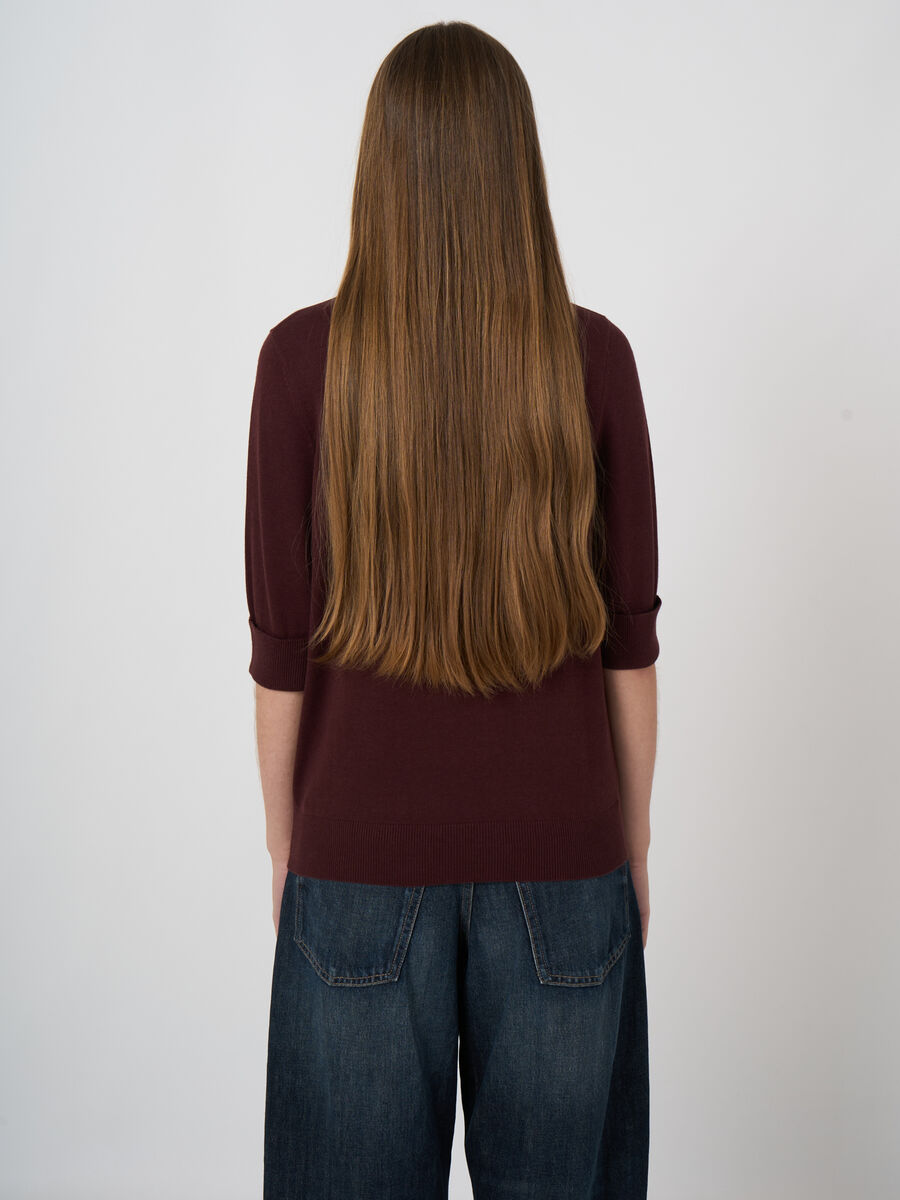 Fine-knit cotton-blend short-sleeve sweater