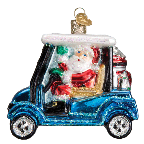 Golf Cart Santa Ornament