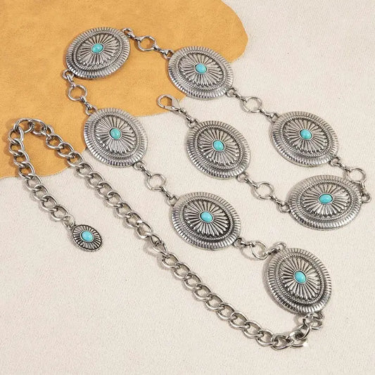 Ornate Western Concho Disc Chain Belt