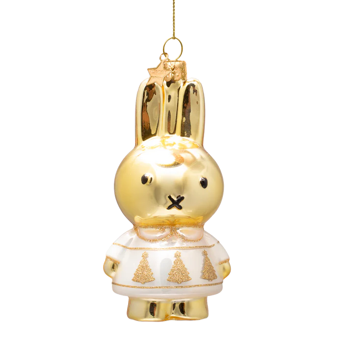 Ornament glass Nijntje/Miffy Gold Xmas Tree Dress