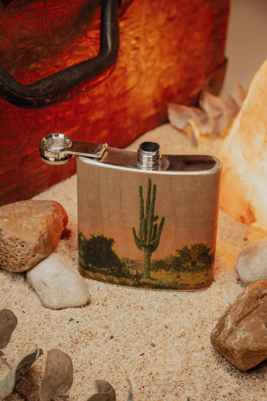 Wood Flask 6oz - Cactus