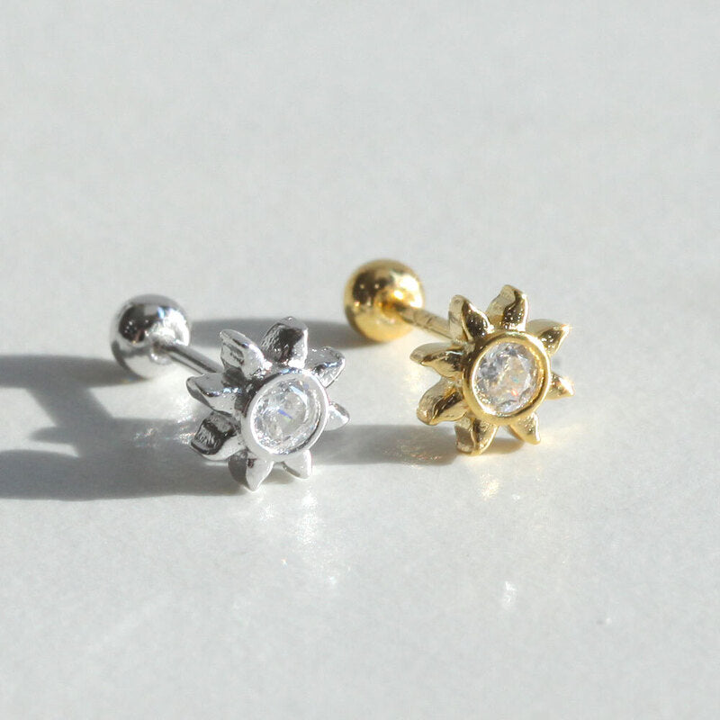 Tiny Sun Stone Screw Back Earring