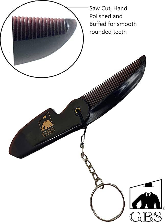 G.B.S Handmade Saw-cut Men's Beard Mustache Folding Comb