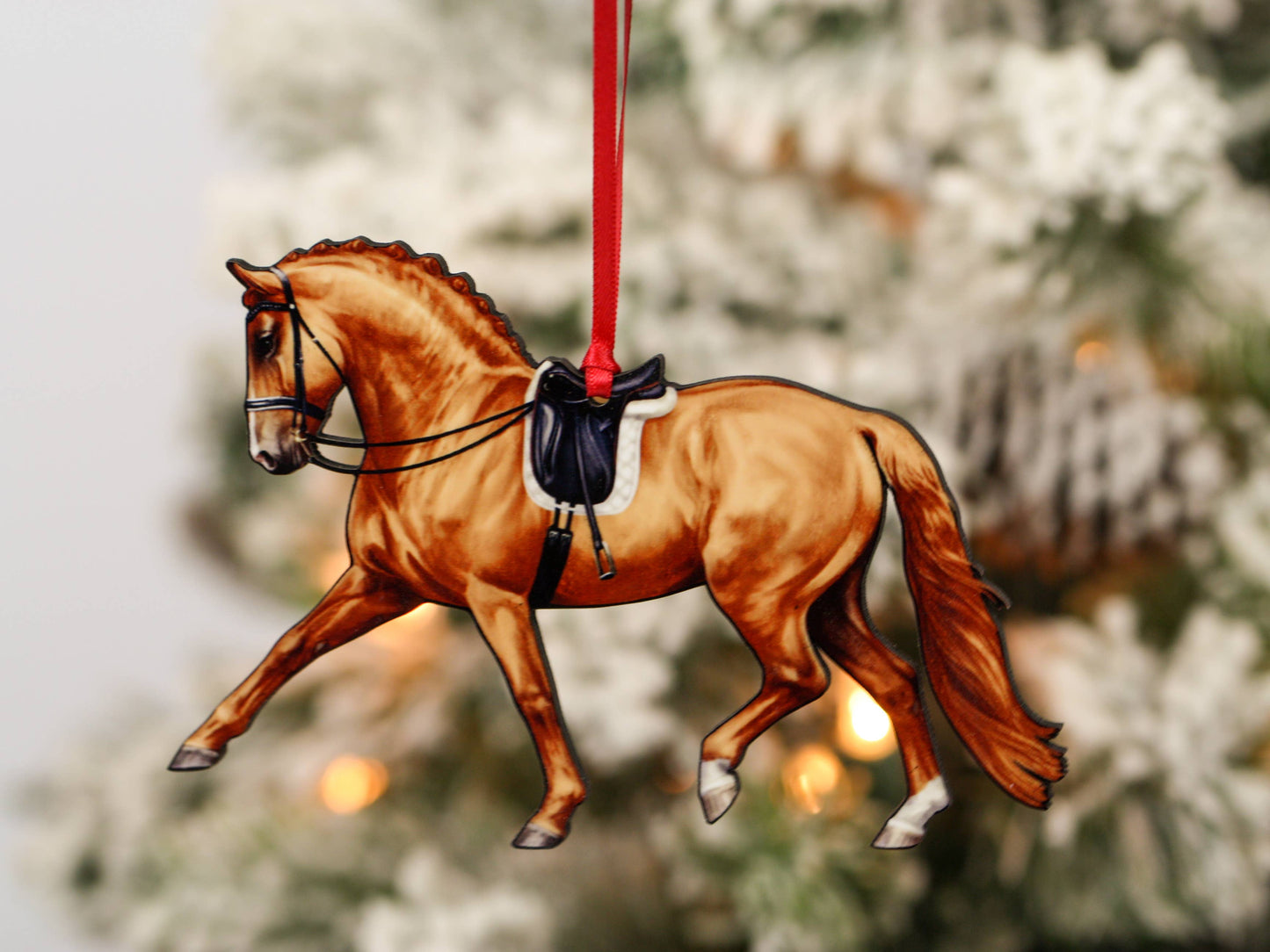 Dressage Horse Ornament - Chestnut Extended Trot Dressage