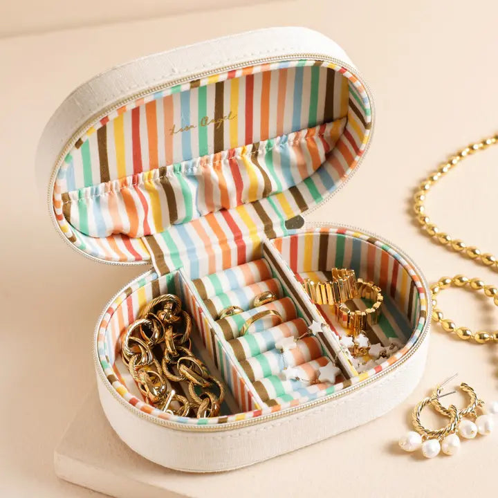 Ciao Bella Embroidered Oval Travel Jewellery Case