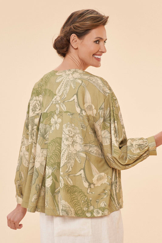 Toile Puff Sleeve Jacket, Olive