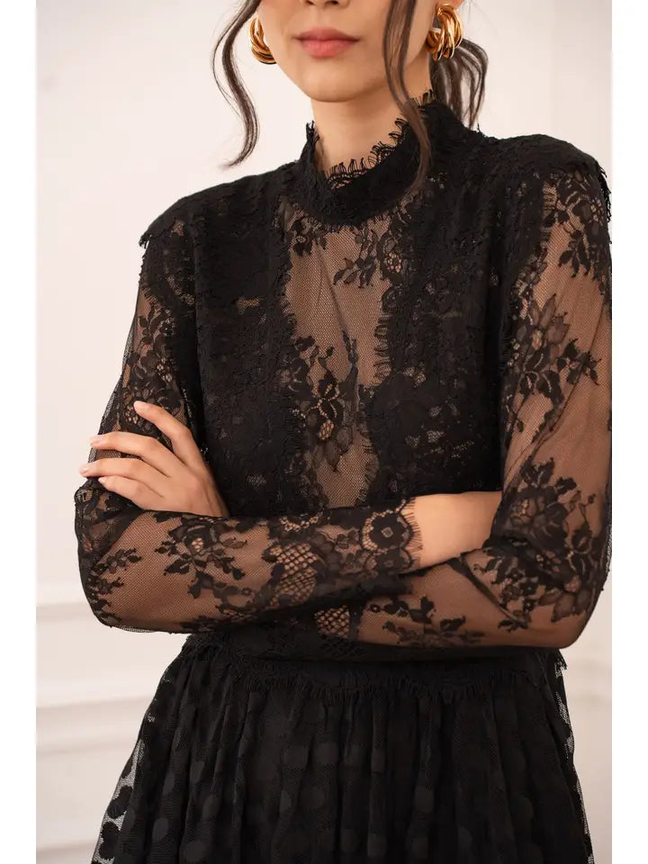 Long Dress in Plumetis Lace