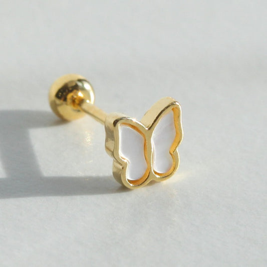 Tiny Mother of Pearl Butterfly Screw Back Earring