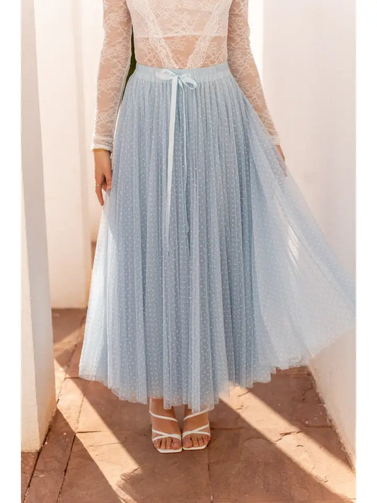 Aria Tulle Plumetis Skirt - Sky Blue