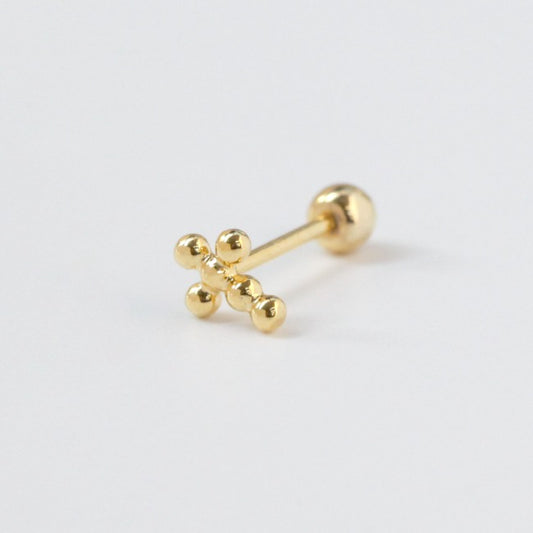 Tiny Dot Cross Screw Back Earring