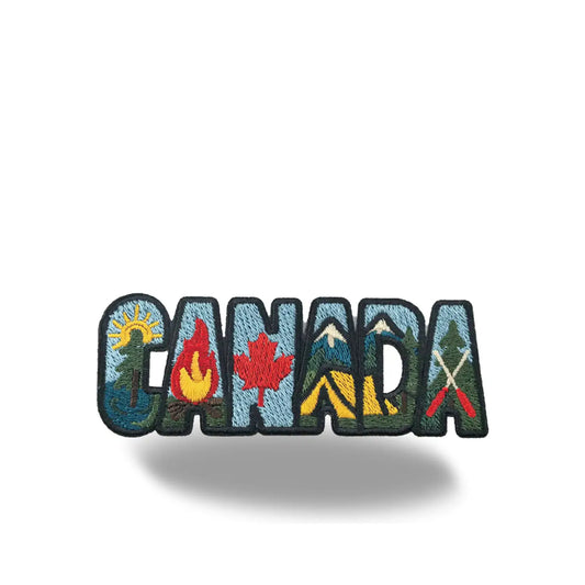 Canada Letter Embroidered Patch Camping Nature Canoe Mountain Maple Leaf Badge