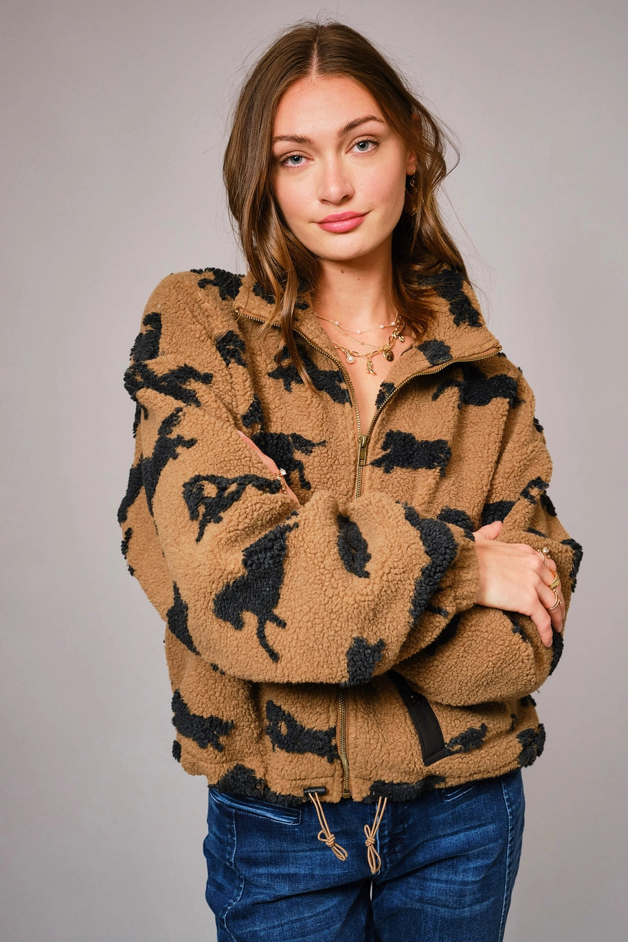 Wild Sherpa Oversized Zip-Up Jacket