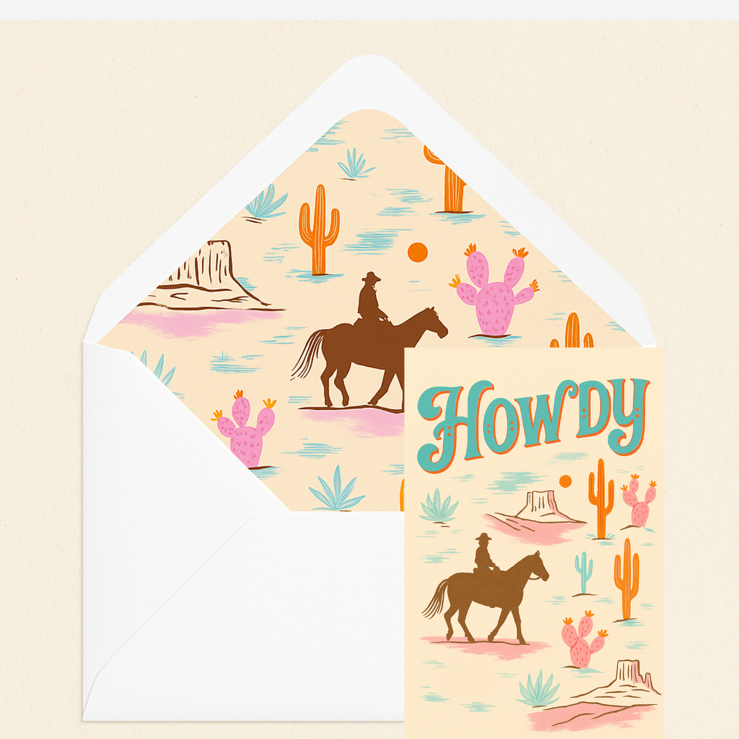 Howdy Greeting Card – Desert Cowboy Western Stationery