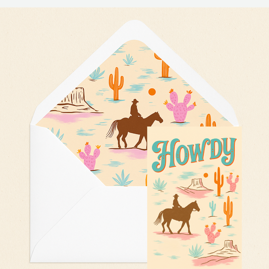 Howdy Greeting Card – Desert Cowboy Western Stationery