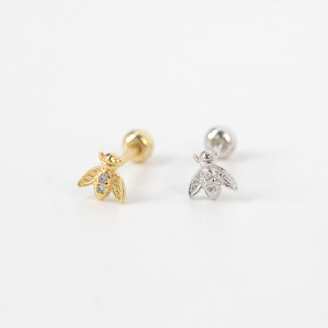 Tiny Crystal Bee Screw Back Earring