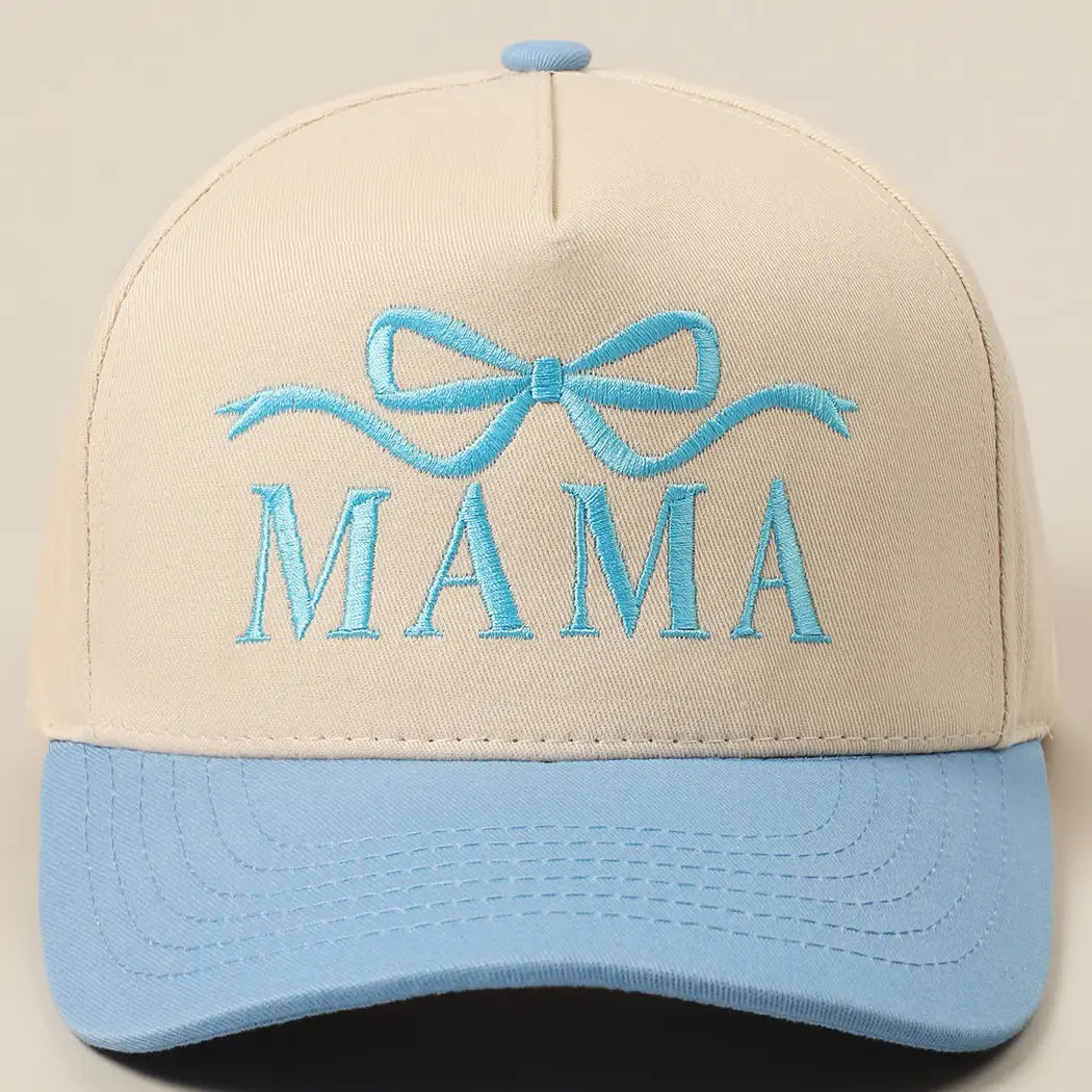 Mama Ribbon Embroidered Two-Tone Trucker Hat