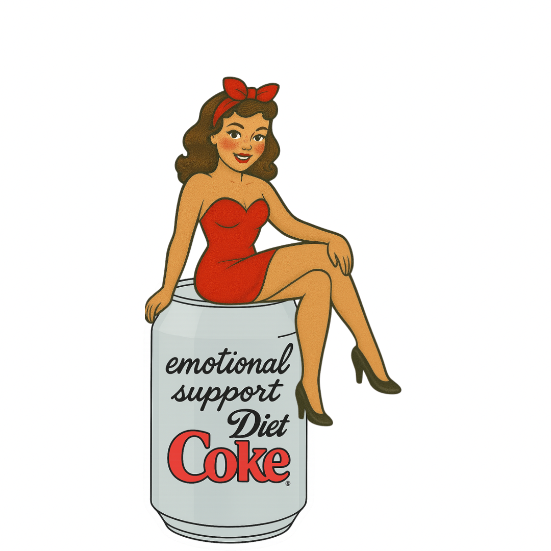 Emotional Support Diet Coke Sticker – Retro Pin-Up Girl