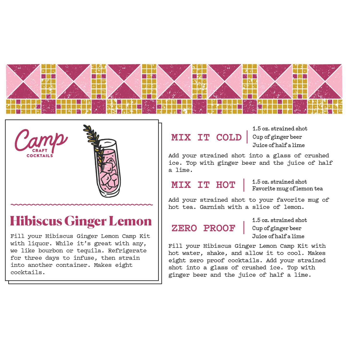 Camp Craft Cocktail | Hibiscus Ginger Lemon