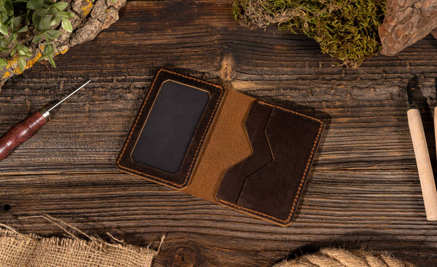 Genuine Leather Wallet, Handmade Wallet with ID Window
