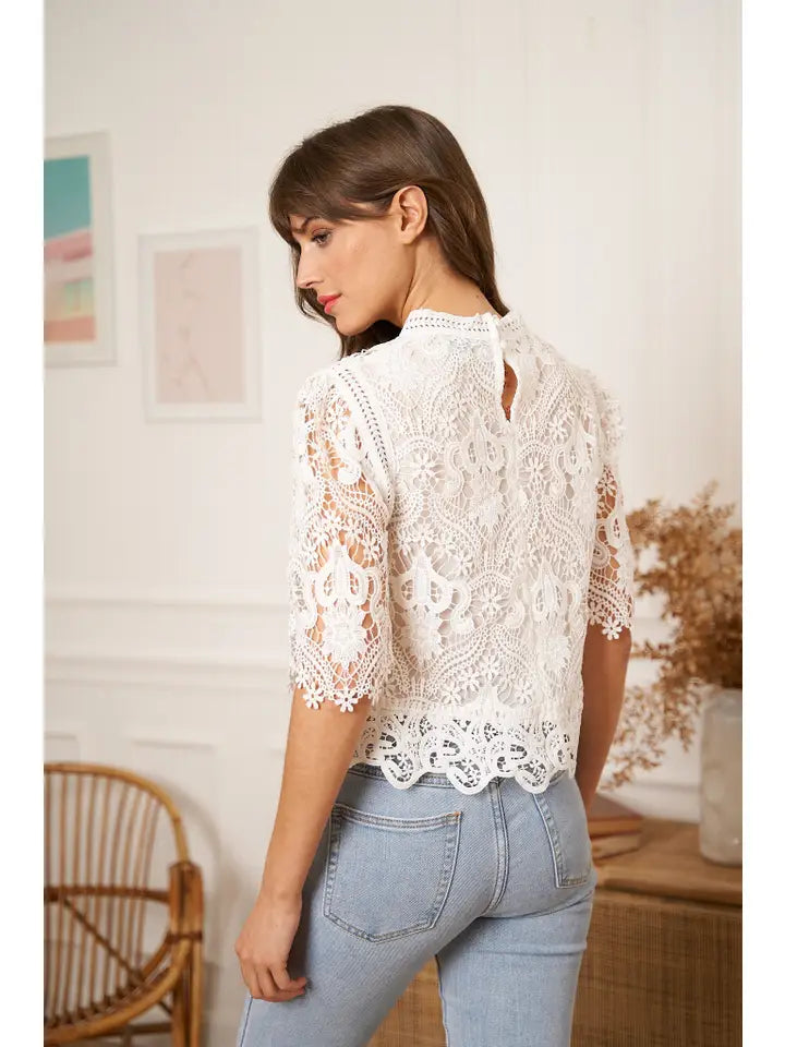 Eléanore Short Sleeve Lace Top