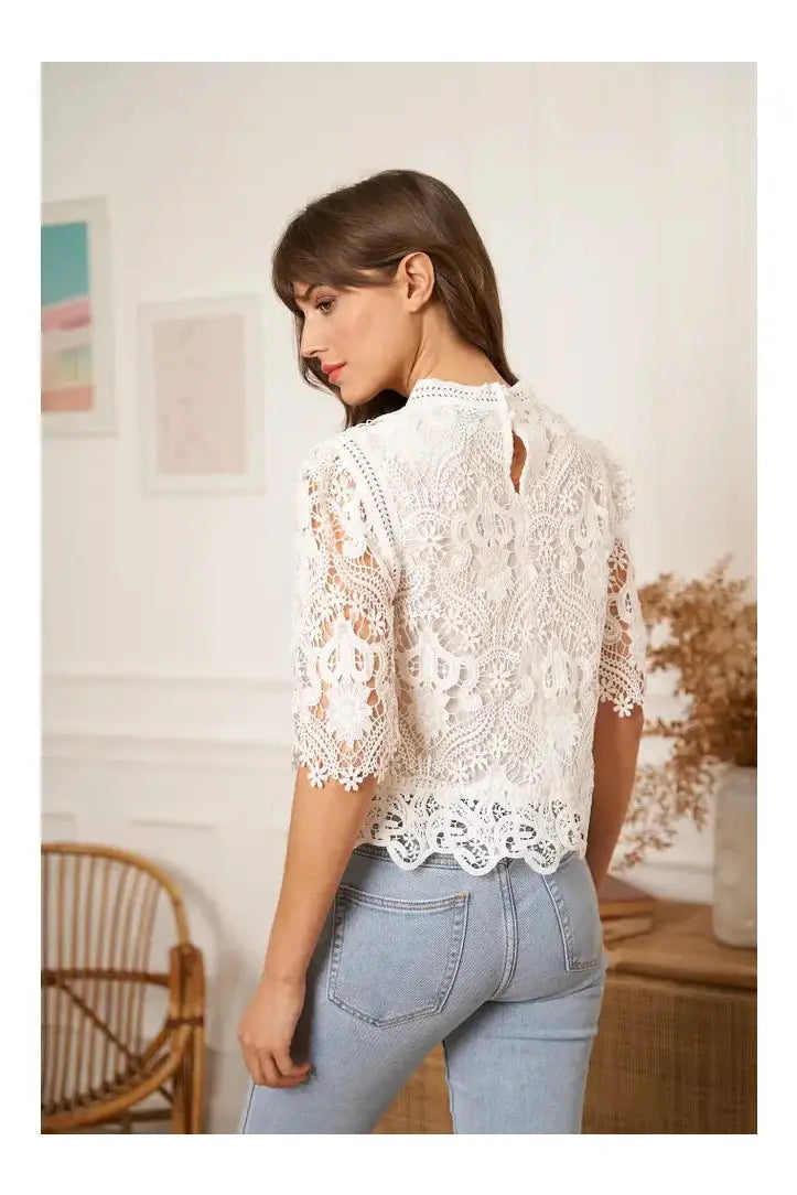 Eléanore Short Sleeve Lace Top