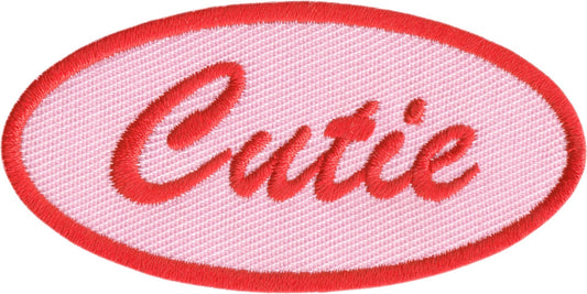Patch - Diner Name Tag - "Cutie" - Pink Retro 1950s Style 3"