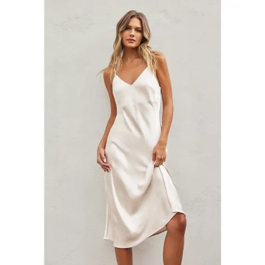 Satin Bias Cut Slip Dress