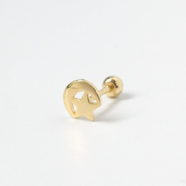 Tiny Star & Moon Screw Back Earring