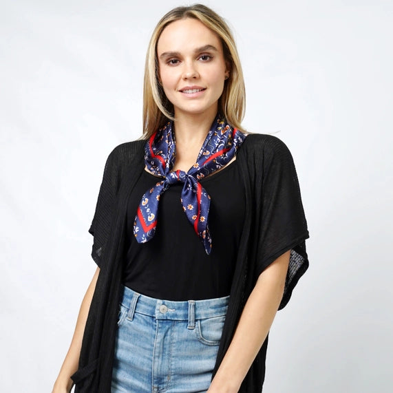 Floral Print Satin Square Scarf/Headwrap/Tube Top