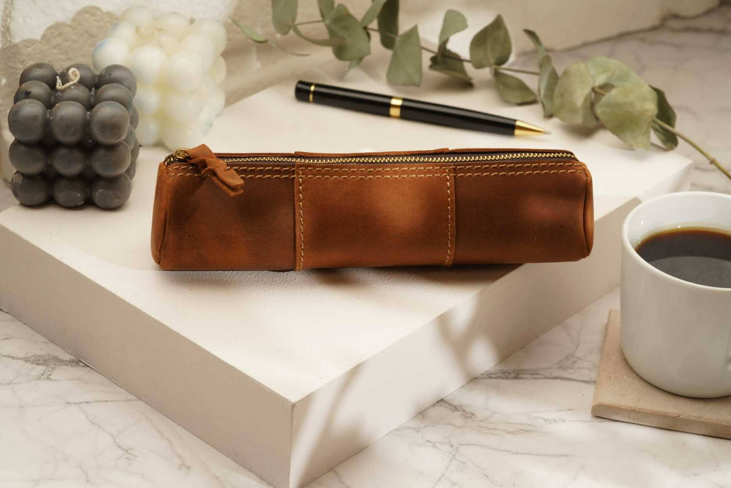 Leather Pencil Case, Make-up Brush Holder, Pen Holder