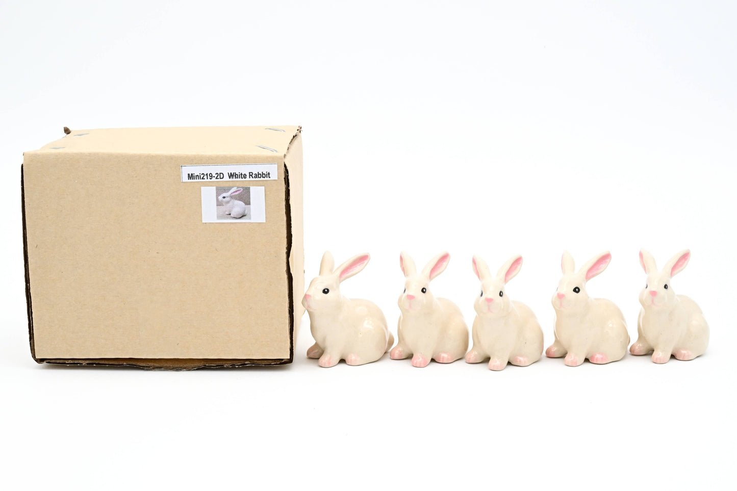 Miniature Ceramic Tiny Small White Rabbits | Individual