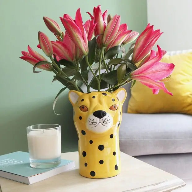 Ceramic Leopard Head Vase
