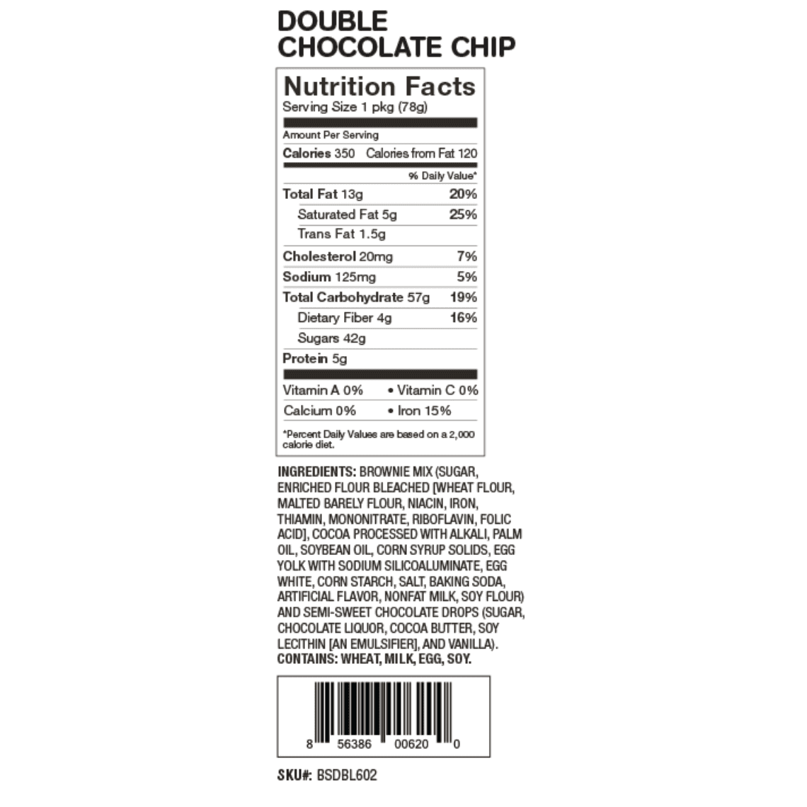 Double Chocolate Chip Brownie Microwave Single