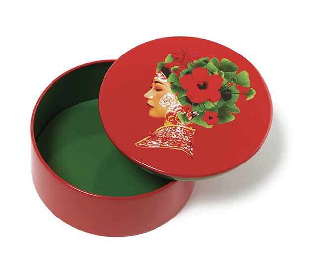 Lotus Round Metal Tin Box