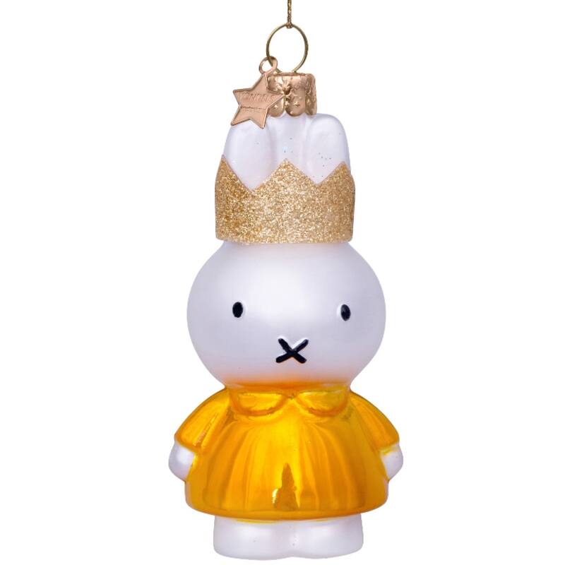 Miffy Yellow Dress with Crown Glass Ornament