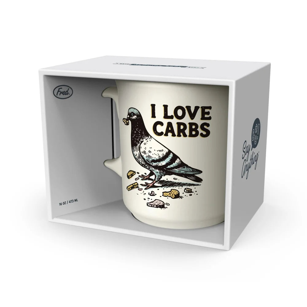 I Love Carbs Pigeon Mug