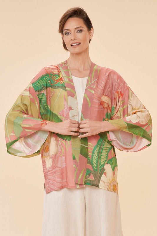 Delicate Tropical Kimono Jacket | Candy