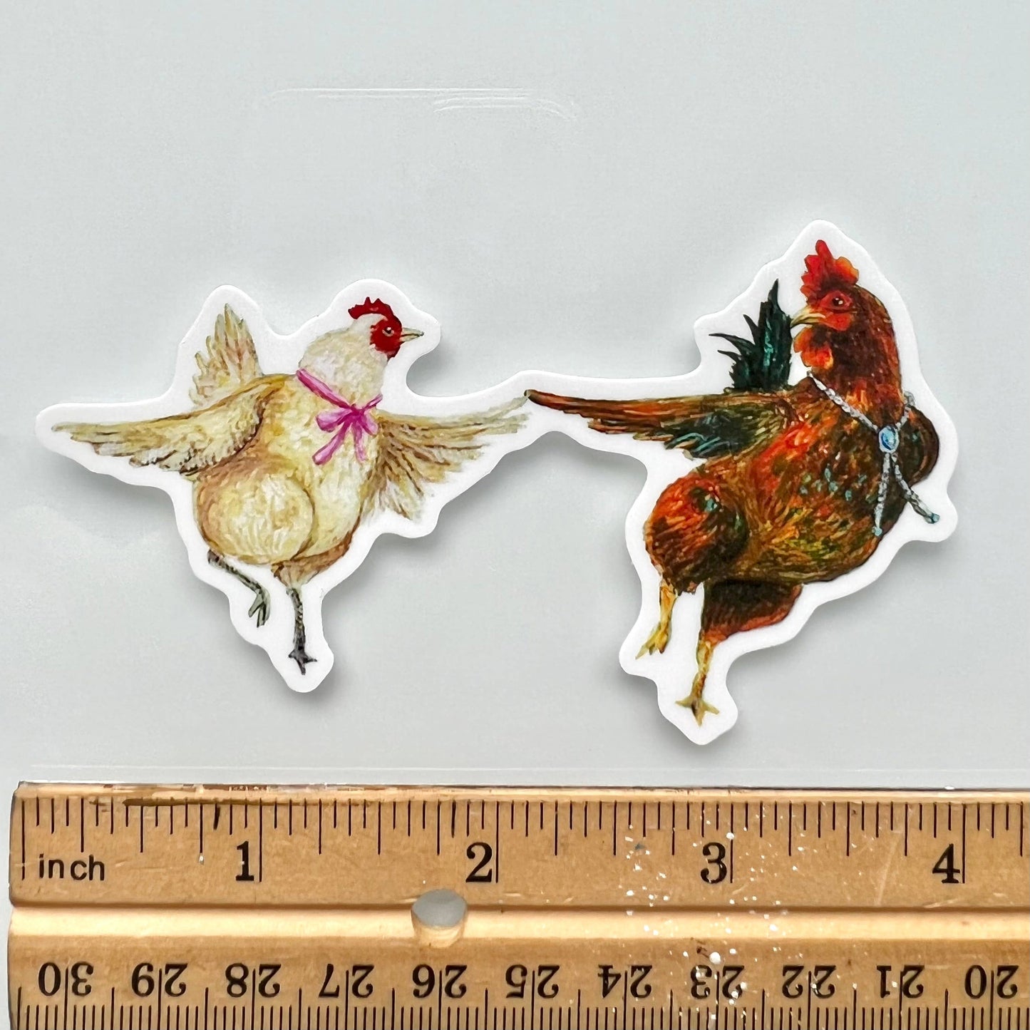 Dancing Rooster & Hen // Die Cut Vinyl Sticker