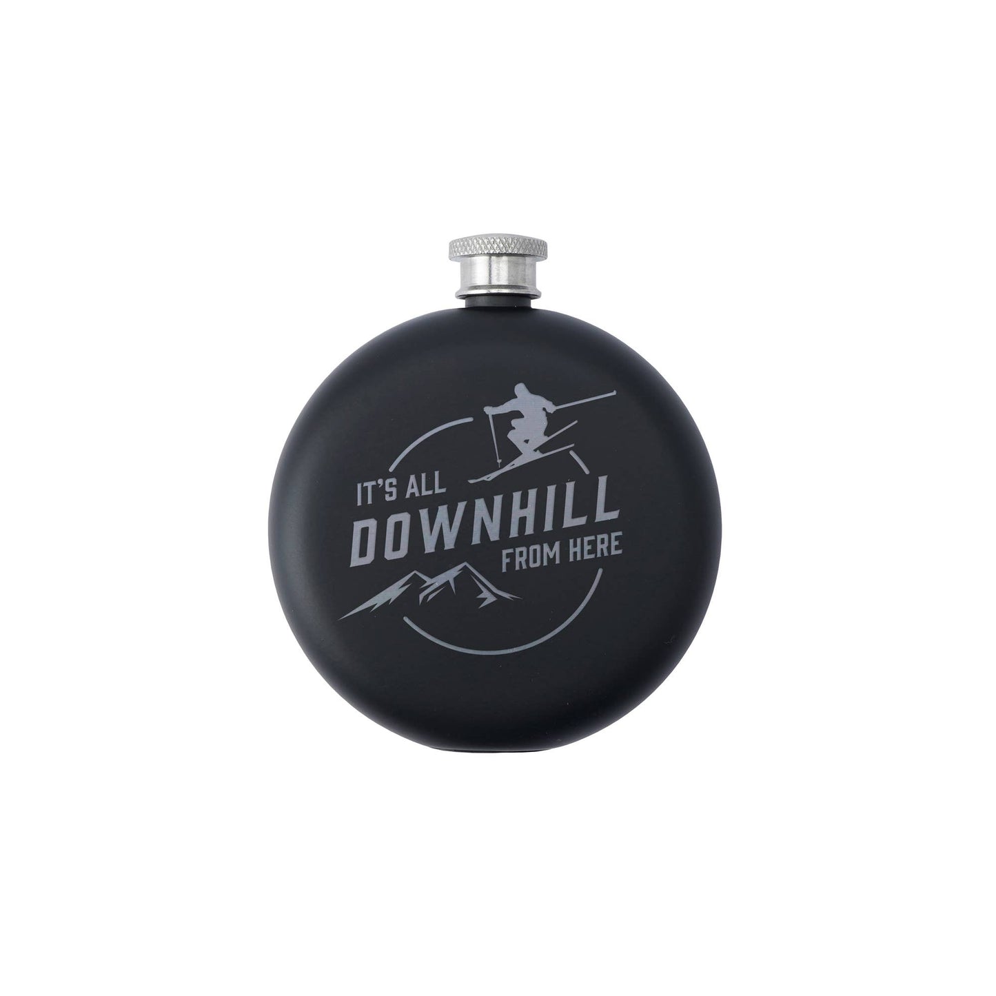 It's All Downhill From Here Hip Flask | Black