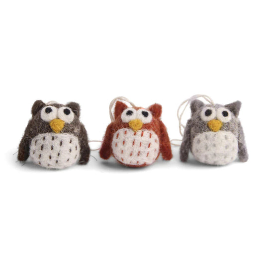 Mini Owls Natural Colors Set of 3