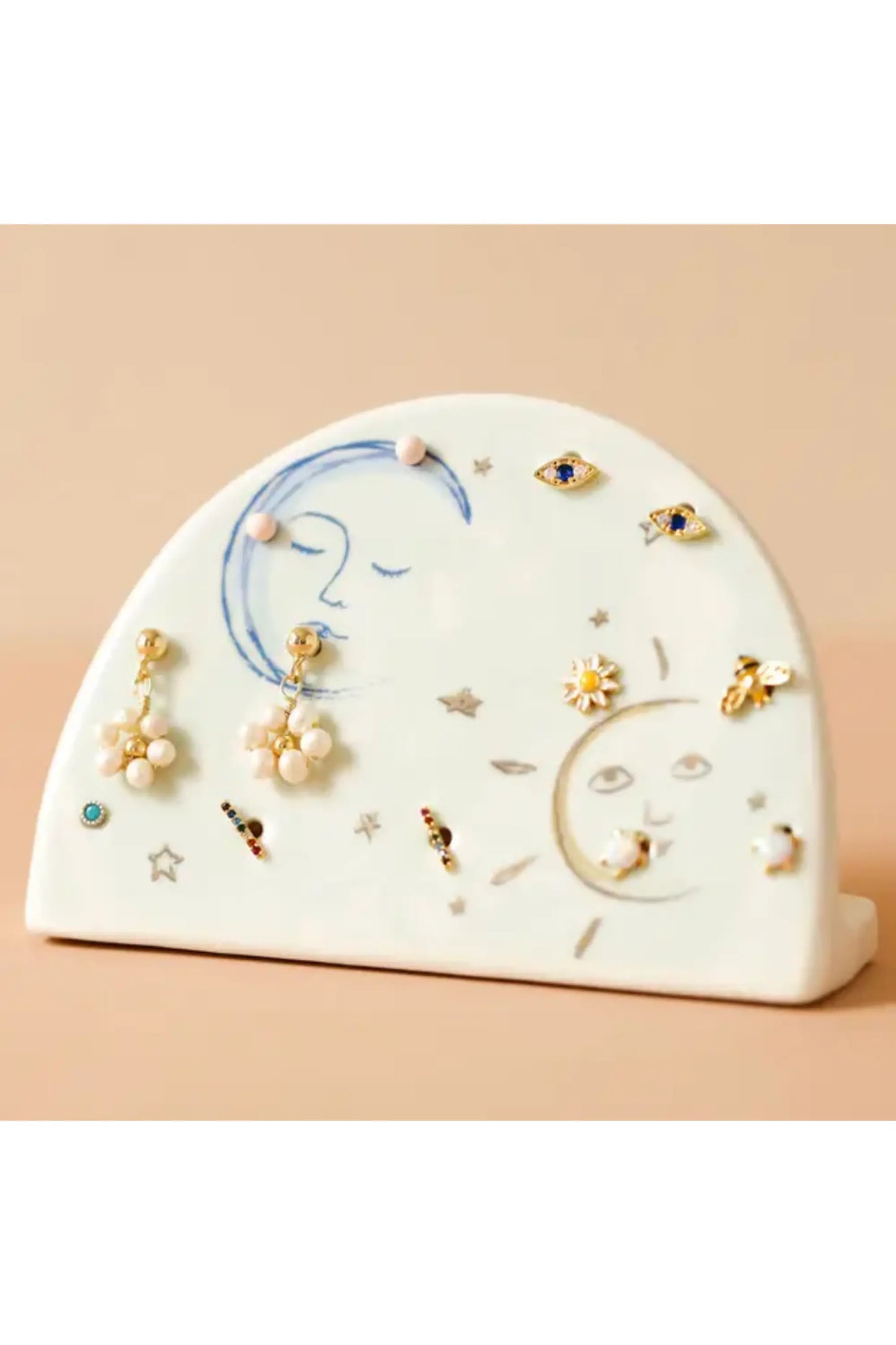 Sun and Moon Ceramic Earring Holder