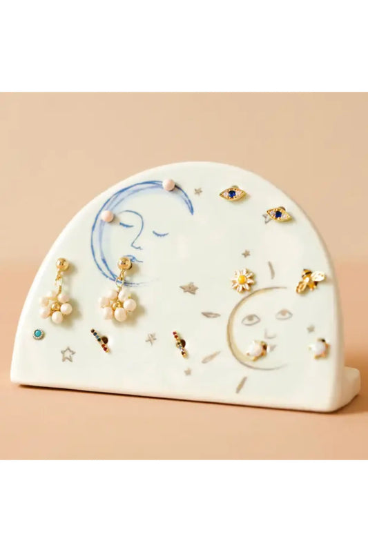 Sun and Moon Ceramic Earring Holder