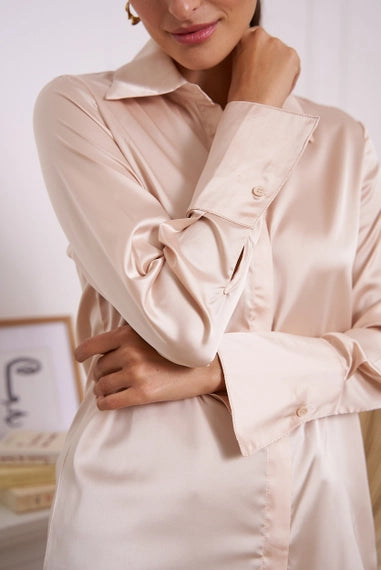 Lea Satin Button Up Shirt
