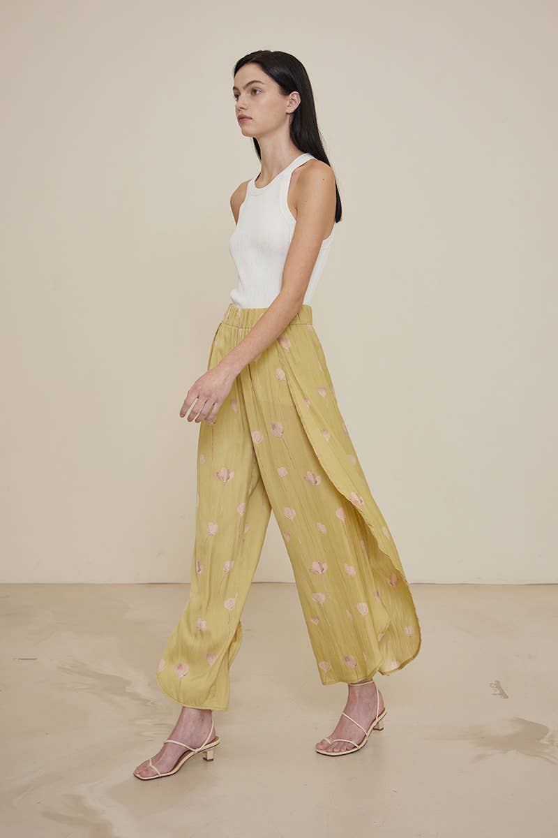 Printed Side Wrap Wide Pants