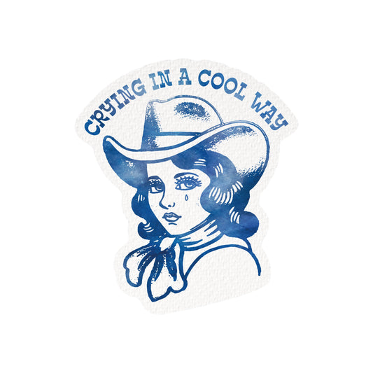 Crying Cowgirl Retro Western High Quality Vinyl Sticker