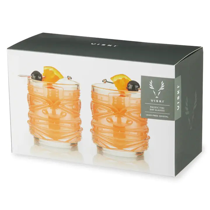 Pacific™ Stackable Crystal Tiki Cocktail Glasses - Set of 2