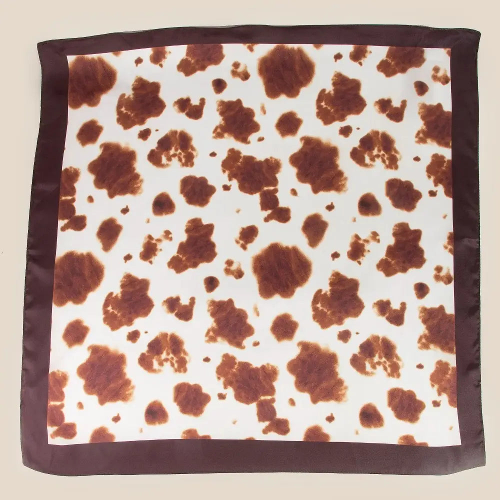 Brown Cow Print Square Bandana Scarf
