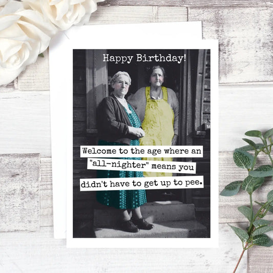 Welcome to The Age All Nighter | Vintage Birthday Card