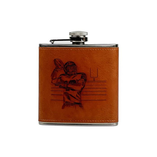 Leather Hip Flask - Football